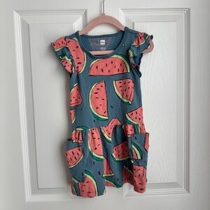 Tea Collection Blue and Pink Watermelon Dress size 3T